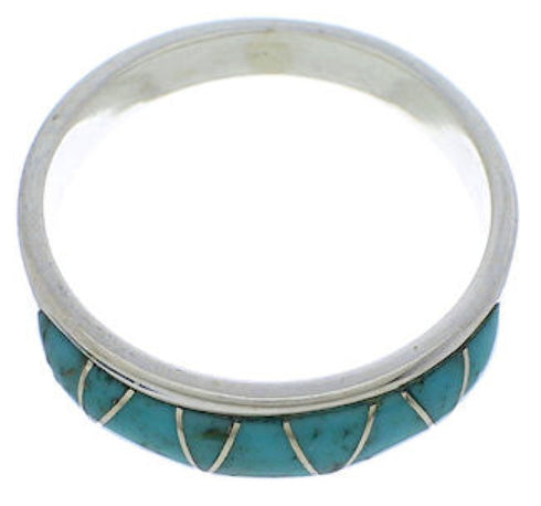 Genuine Sterling Silver Turquoise Inlay Ring Size 5-1/4 UX37105